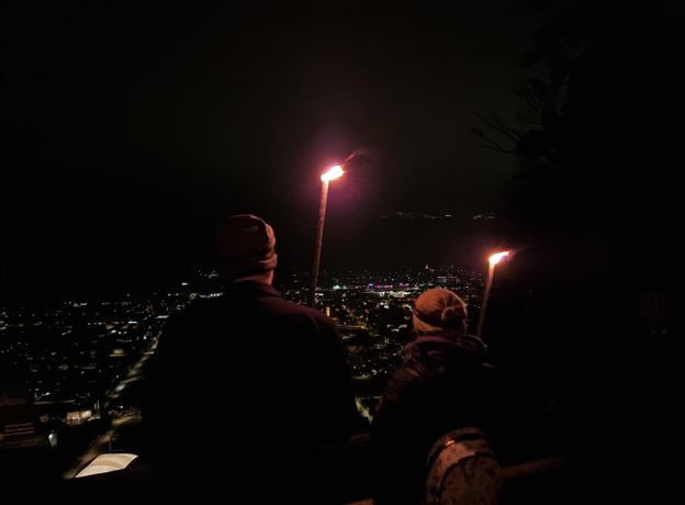 Idyllic Picnic Evening Hike with a View of the Alpine Town Bludenz
